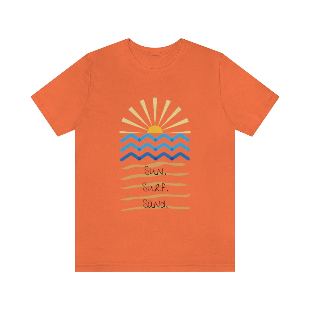 Sun. Surf. Sand. Tee | Beach Shirt | Summer Shirt | Sunset Sunrise Shirt | Ocean Shirt| Vacation Unisex Jersey Short Sleeve Tee - Image 4