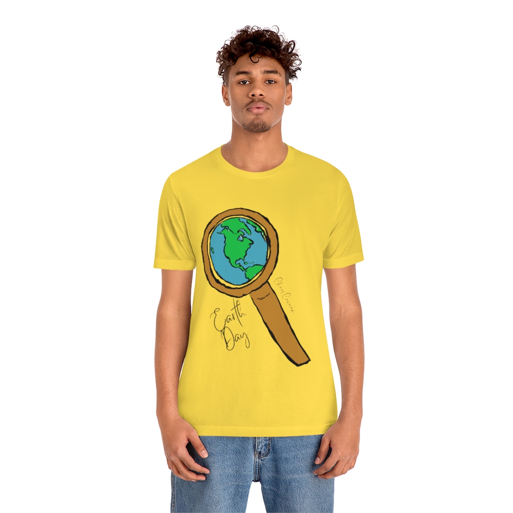 Earth Day T-Shirt | Globe Shirt | World Tee | Magnifying Glass and Earth  Shirt |Unisex Jersey Short Sleeve Tee - Image 12