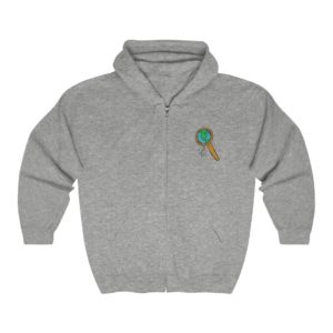 Earth Day World and Magnifying Glass Hoodie | Globe World View Zip Hoodie | Logo Earth Day Sweatshirt |Unisex Heavy Blend™ Full Zip Hooded Sweatshirt