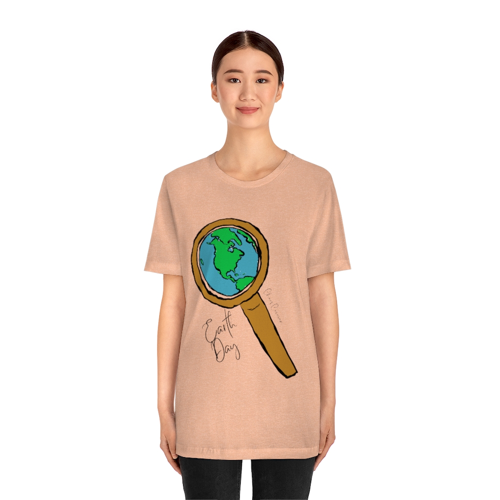 Earth Day T-Shirt | Globe Shirt | World Tee | Magnifying Glass and Earth  Shirt |Unisex Jersey Short Sleeve Tee - Image 8