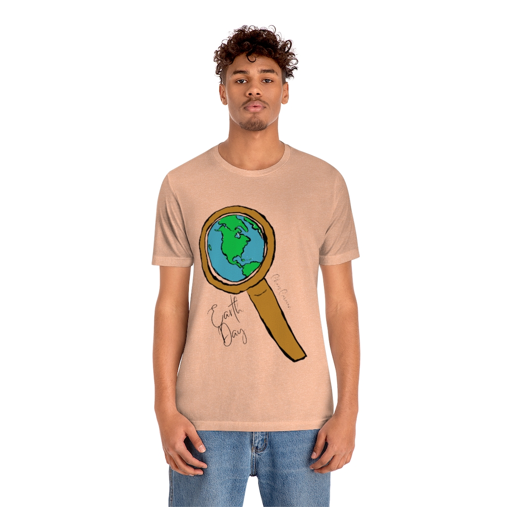 Earth Day T-Shirt | Globe Shirt | World Tee | Magnifying Glass and Earth  Shirt |Unisex Jersey Short Sleeve Tee - Image 9