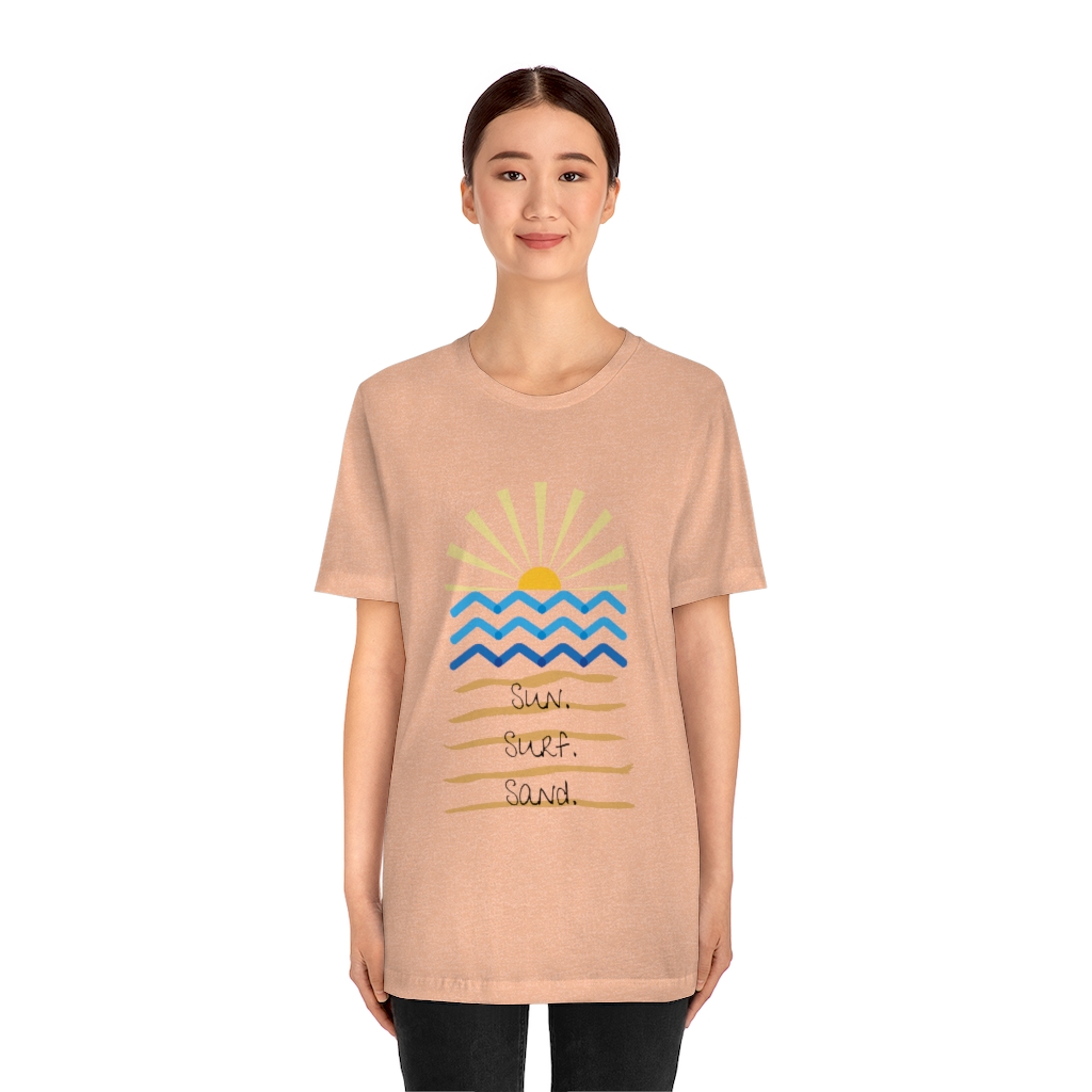Sun. Surf. Sand. Tee | Beach Shirt | Summer Shirt | Sunset Sunrise Shirt | Ocean Shirt| Vacation Unisex Jersey Short Sleeve Tee - Image 8