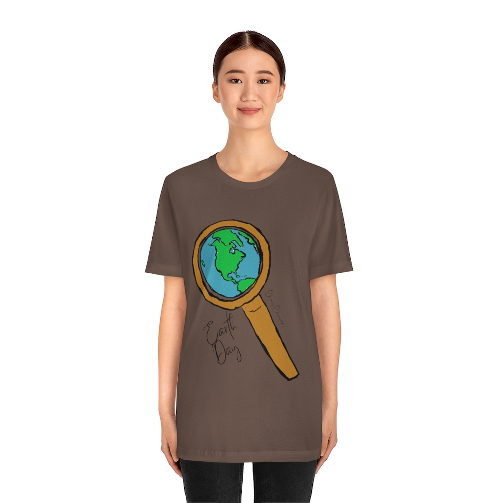 Earth Day T-Shirt | Globe Shirt | World Tee | Magnifying Glass and Earth  Shirt |Unisex Jersey Short Sleeve Tee - Image 5