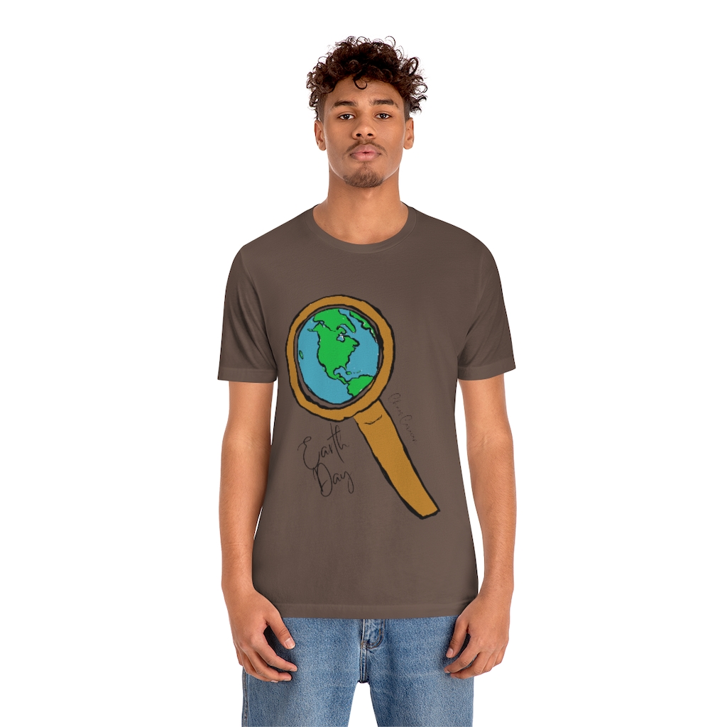 Earth Day T-Shirt | Globe Shirt | World Tee | Magnifying Glass and Earth  Shirt |Unisex Jersey Short Sleeve Tee - Image 6