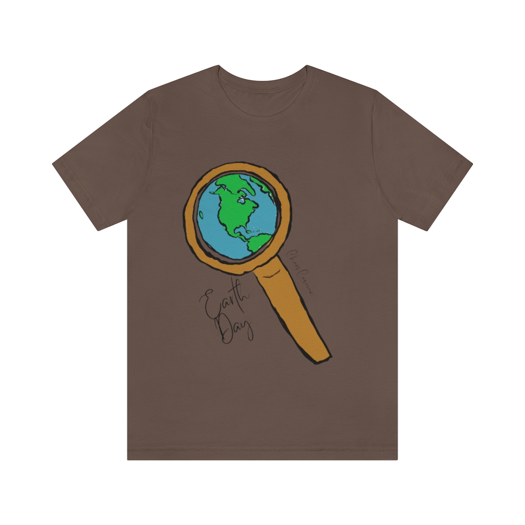 Earth Day T-Shirt | Globe Shirt | World Tee | Magnifying Glass and Earth  Shirt |Unisex Jersey Short Sleeve Tee - Image 4