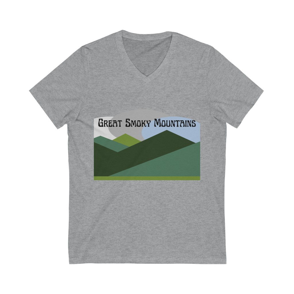 Great Smoky Mountains T-Shirt | Smoky Mountains Tee | Outdoors Enthusiast Travel Shirt | Hiking Tee | Unisex Jersey Short Sleeve V-Neck Tee