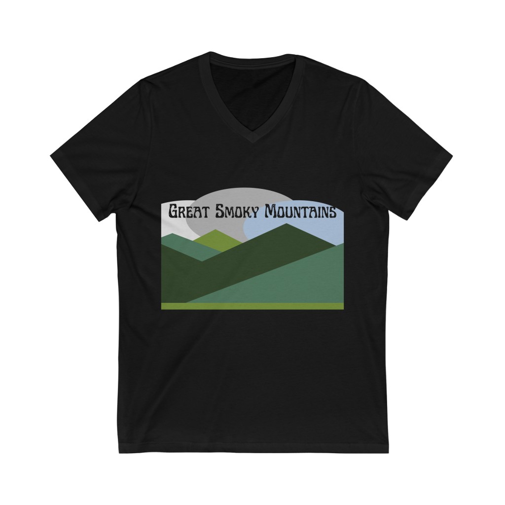 Great Smoky Mountains T-Shirt | Smoky Mountains Tee | Outdoors Enthusiast Travel Shirt | Hiking Tee | Unisex Jersey Short Sleeve V-Neck Tee - Image 3