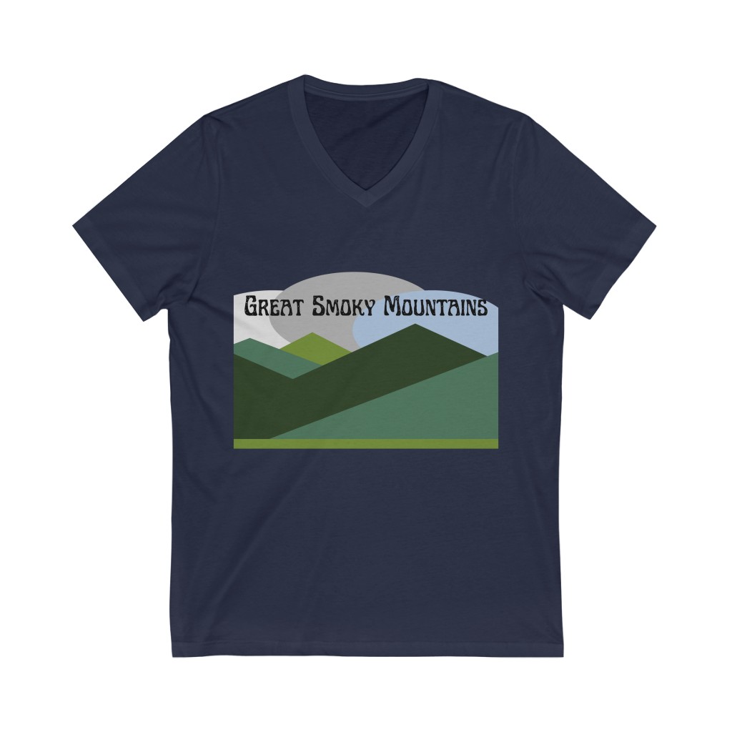 Great Smoky Mountains T-Shirt | Smoky Mountains Tee | Outdoors Enthusiast Travel Shirt | Hiking Tee | Unisex Jersey Short Sleeve V-Neck Tee - Image 4
