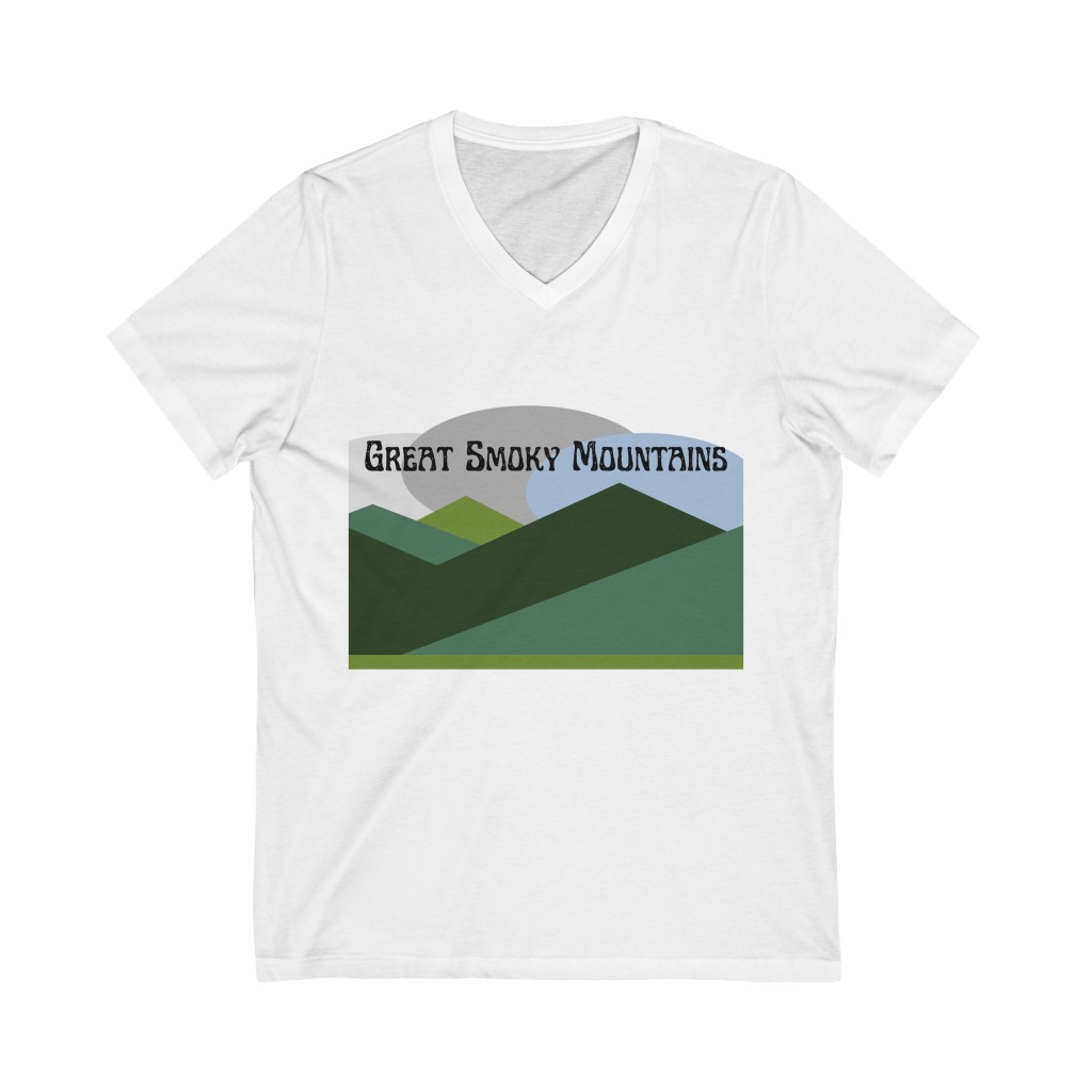 Great Smoky Mountains T-Shirt | Smoky Mountains Tee | Outdoors Enthusiast Travel Shirt | Hiking Tee | Unisex Jersey Short Sleeve V-Neck Tee - Image 2