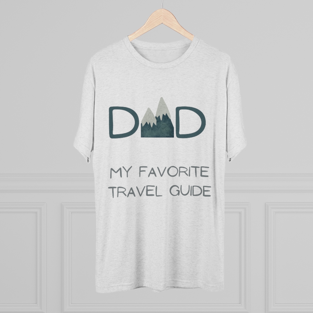 Dad My Favorite Travel Guide | Mountains | Dad Tee | Dad Gift  Tri-Blend Crew Tee - Image 3
