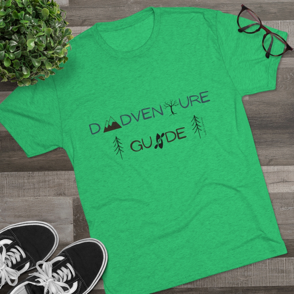 Dad Adventure T-Shirt | Dad Gift Tee | Outdoorsy Dad Shirt | Mountains Hiking Kayaking Father Tri-Blend Crew Tee - Image 5