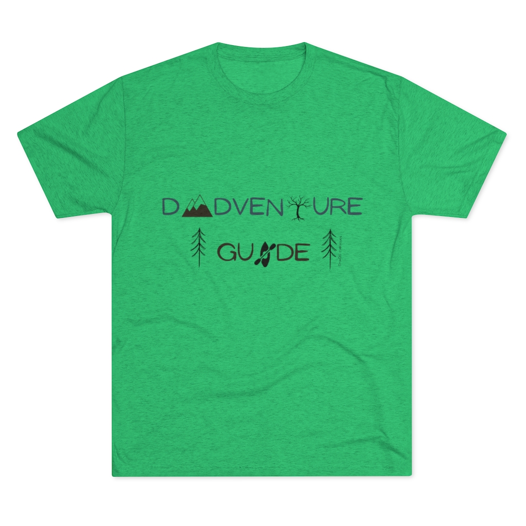 Dad Adventure T-Shirt | Dad Gift Tee | Outdoorsy Dad Shirt | Mountains Hiking Kayaking Father Tri-Blend Crew Tee - Image 4