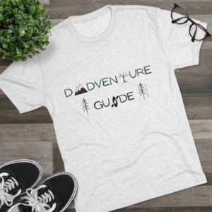 Dad Adventure T-Shirt | Dad Gift Tee | Outdoorsy Dad Shirt | Mountains Hiking Kayaking Father Tri-Blend Crew Tee