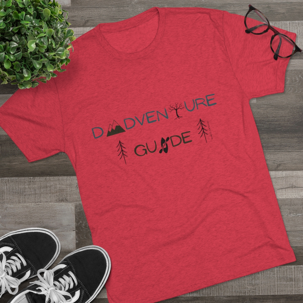 Dad Adventure T-Shirt | Dad Gift Tee | Outdoorsy Dad Shirt | Mountains Hiking Kayaking Father Tri-Blend Crew Tee - Image 14
