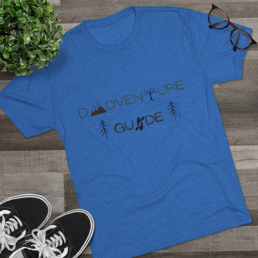 Dad Adventure T-Shirt | Dad Gift Tee | Outdoorsy Dad Shirt | Mountains Hiking Kayaking Father Tri-Blend Crew Tee - Image 11
