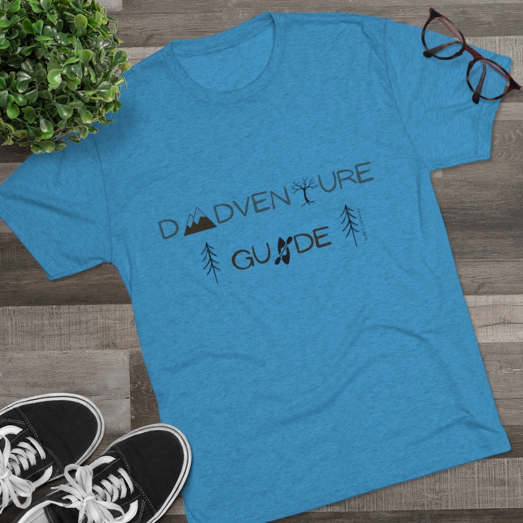 Dad Adventure T-Shirt | Dad Gift Tee | Outdoorsy Dad Shirt | Mountains Hiking Kayaking Father Tri-Blend Crew Tee - Image 8