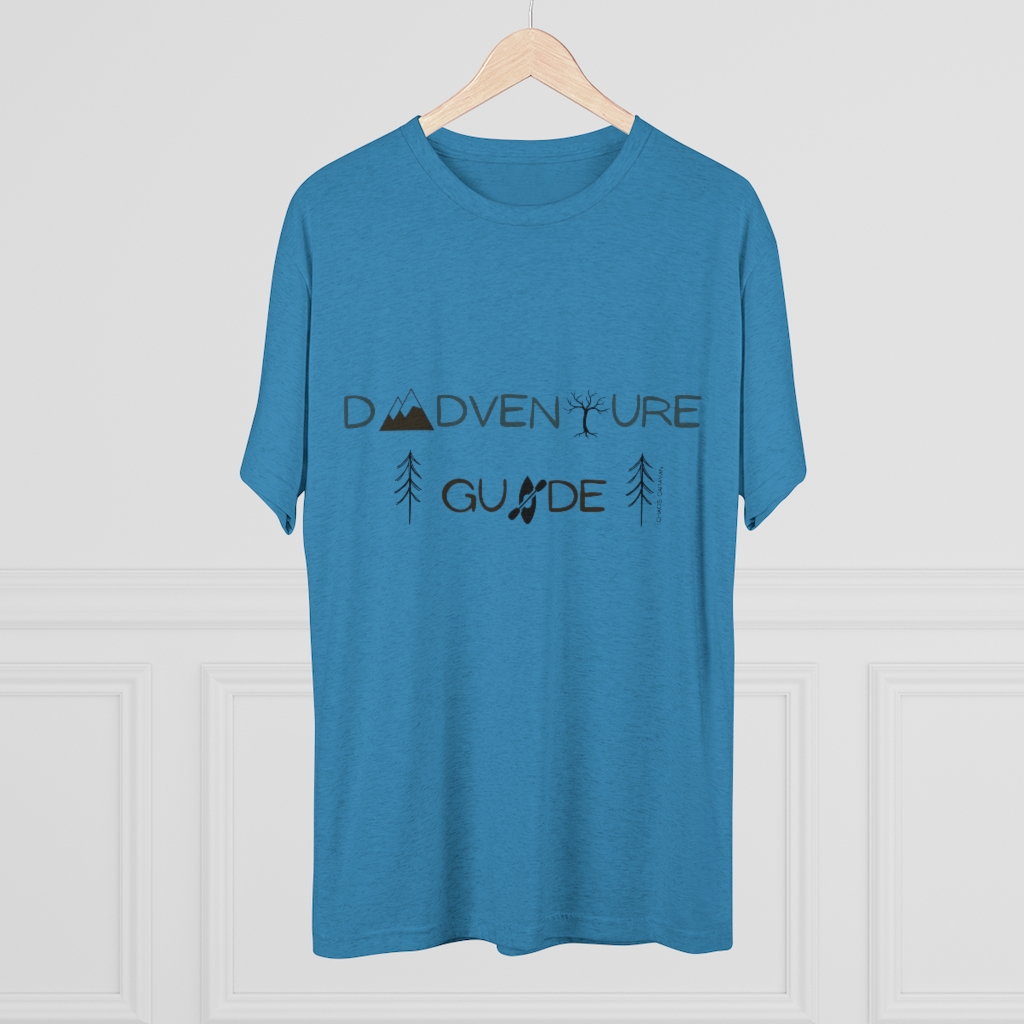 Dad Adventure T-Shirt | Dad Gift Tee | Outdoorsy Dad Shirt | Mountains Hiking Kayaking Father Tri-Blend Crew Tee - Image 9