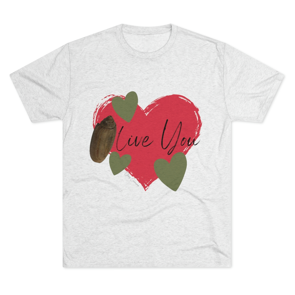 Olive You Seashell Tee | Olive Seashell T-shirt | Funny Valentines Day Shirt | Beach/Ocean Shirt | Unisex Tri-Blend Crew Tee - Image 2