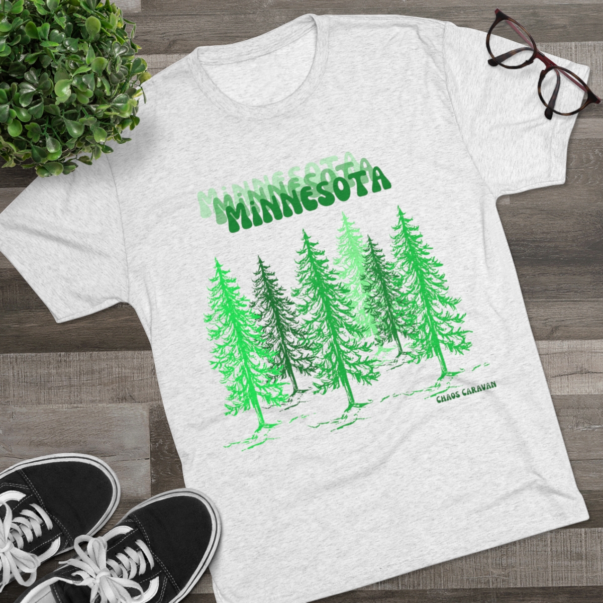 Minnesota T-Shirt | Minnesota Pine Trees Shirt | Minnesota State Forest Unisex Tri-Blend Crew Tee - Image 7