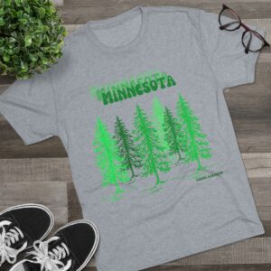Minnesota T-Shirt | Minnesota Pine Trees Shirt | Minnesota State Forest Unisex Tri-Blend Crew Tee