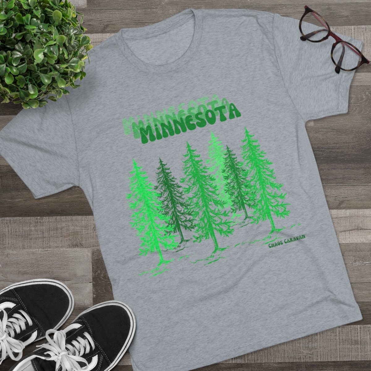 Minnesota T-Shirt | Minnesota Pine Trees Shirt | Minnesota State Forest Unisex Tri-Blend Crew Tee