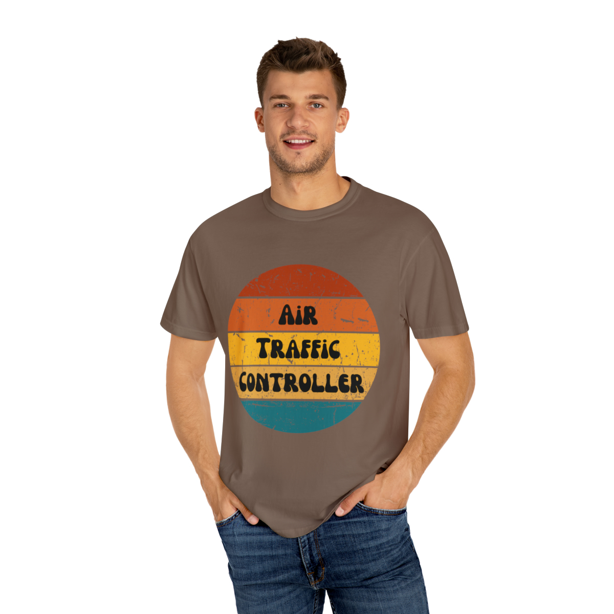 Air Traffic Controller Retro Unisex Garment-Dyed T-shirt - Image 23