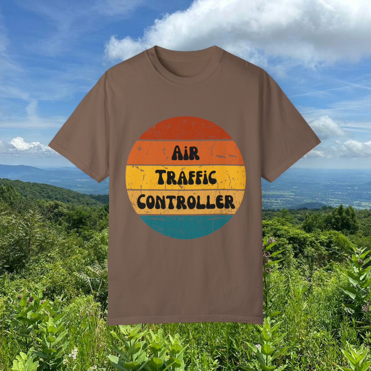 Air Traffic Controller Retro Unisex Garment-Dyed T-shirt - Image 21