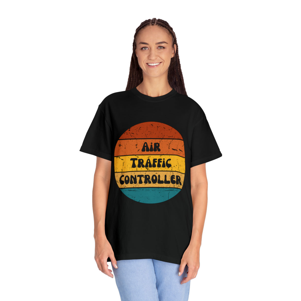 Air Traffic Controller Retro Unisex Garment-Dyed T-shirt - Image 4