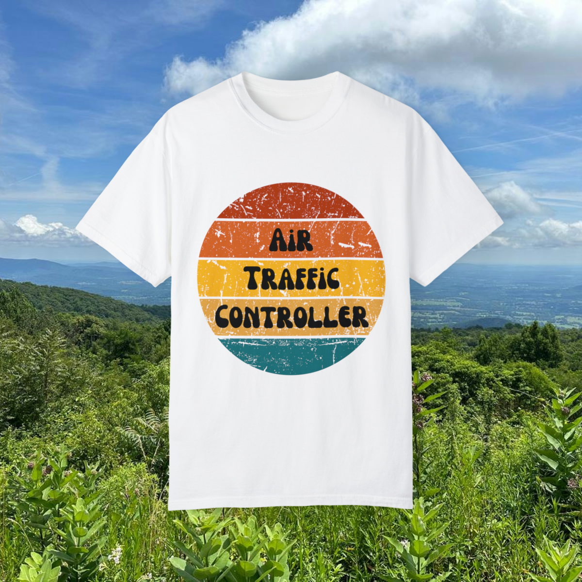 Air Traffic Controller Retro Unisex Garment-Dyed T-shirt - Image 5