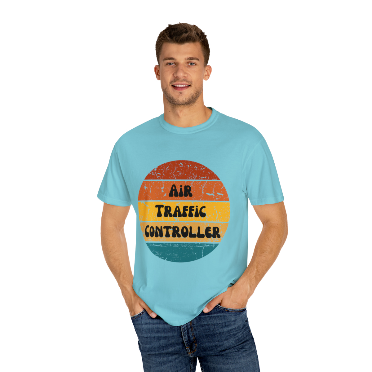Air Traffic Controller Retro Unisex Garment-Dyed T-shirt - Image 31