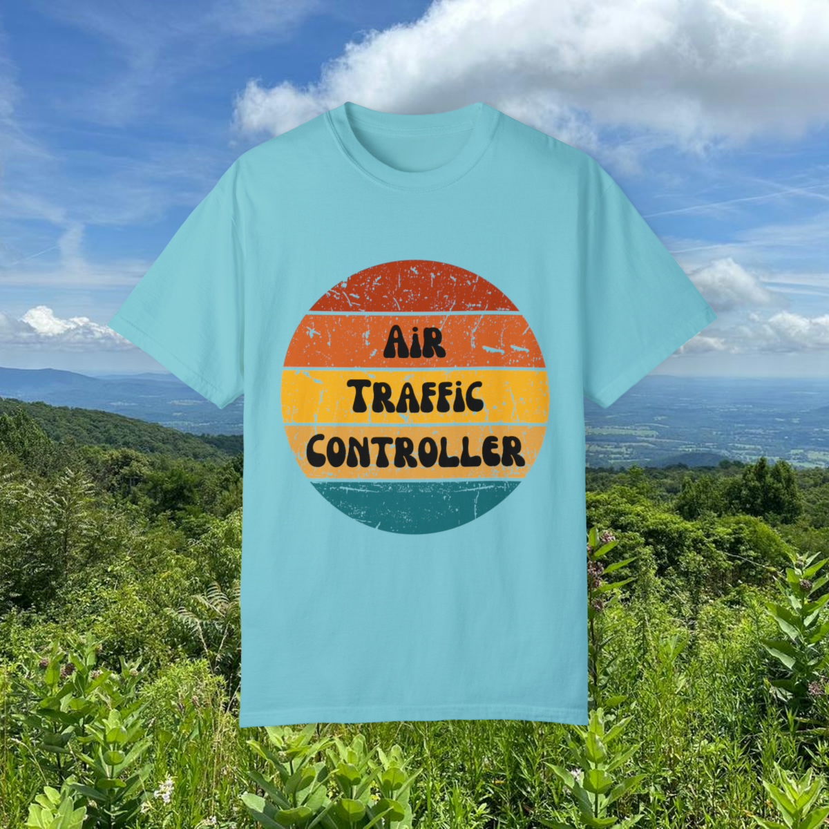 Air Traffic Controller Retro Unisex Garment-Dyed T-shirt - Image 29