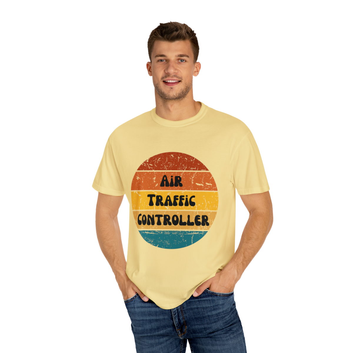 Air Traffic Controller Retro Unisex Garment-Dyed T-shirt - Image 27