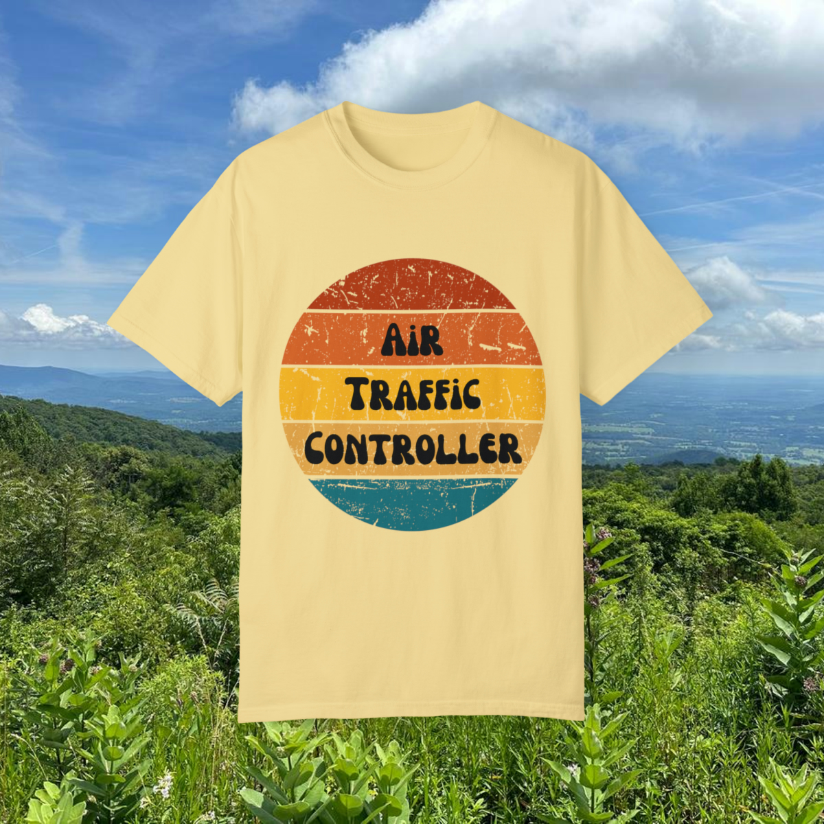 Air Traffic Controller Retro Unisex Garment-Dyed T-shirt - Image 25