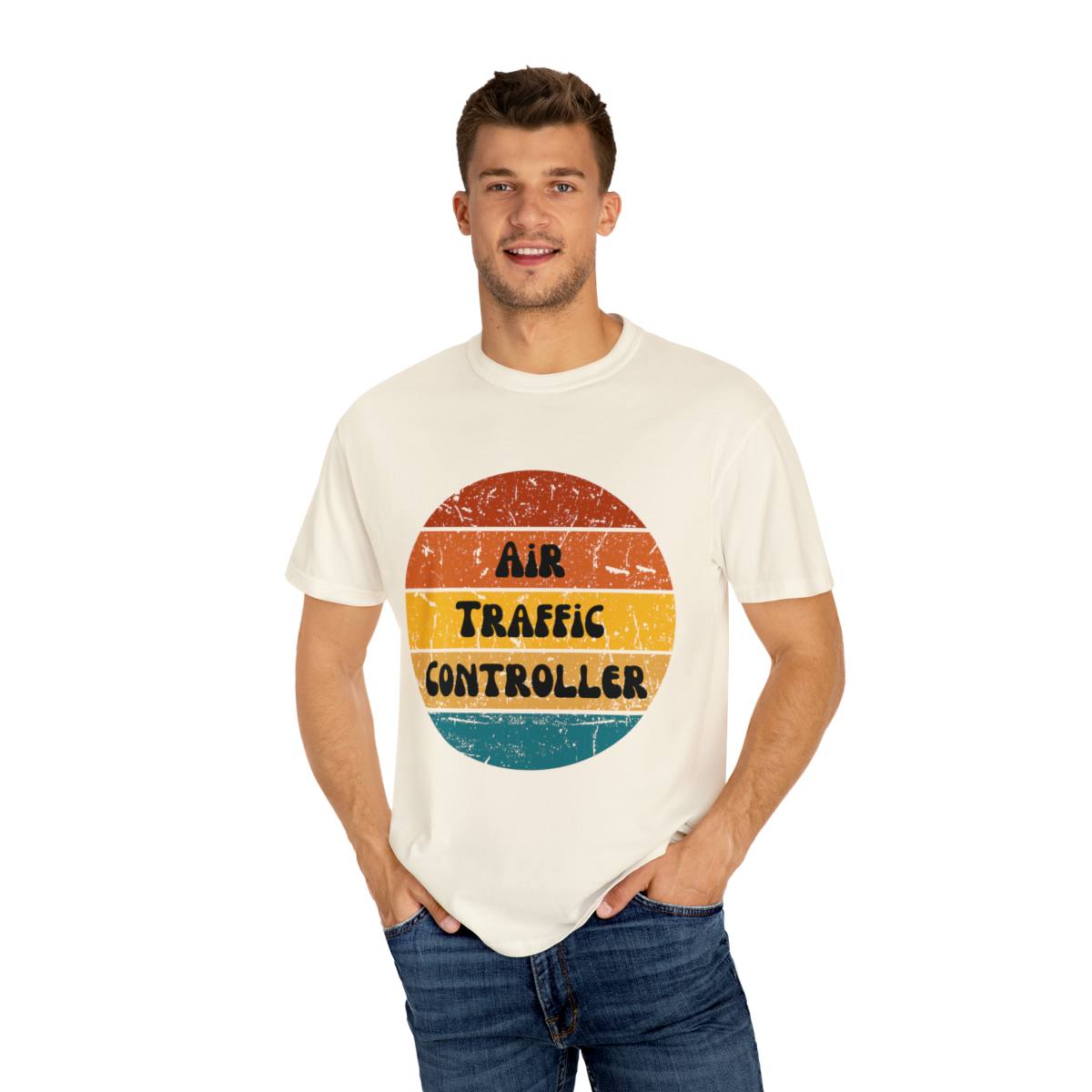 Air Traffic Controller Retro Unisex Garment-Dyed T-shirt - Image 15