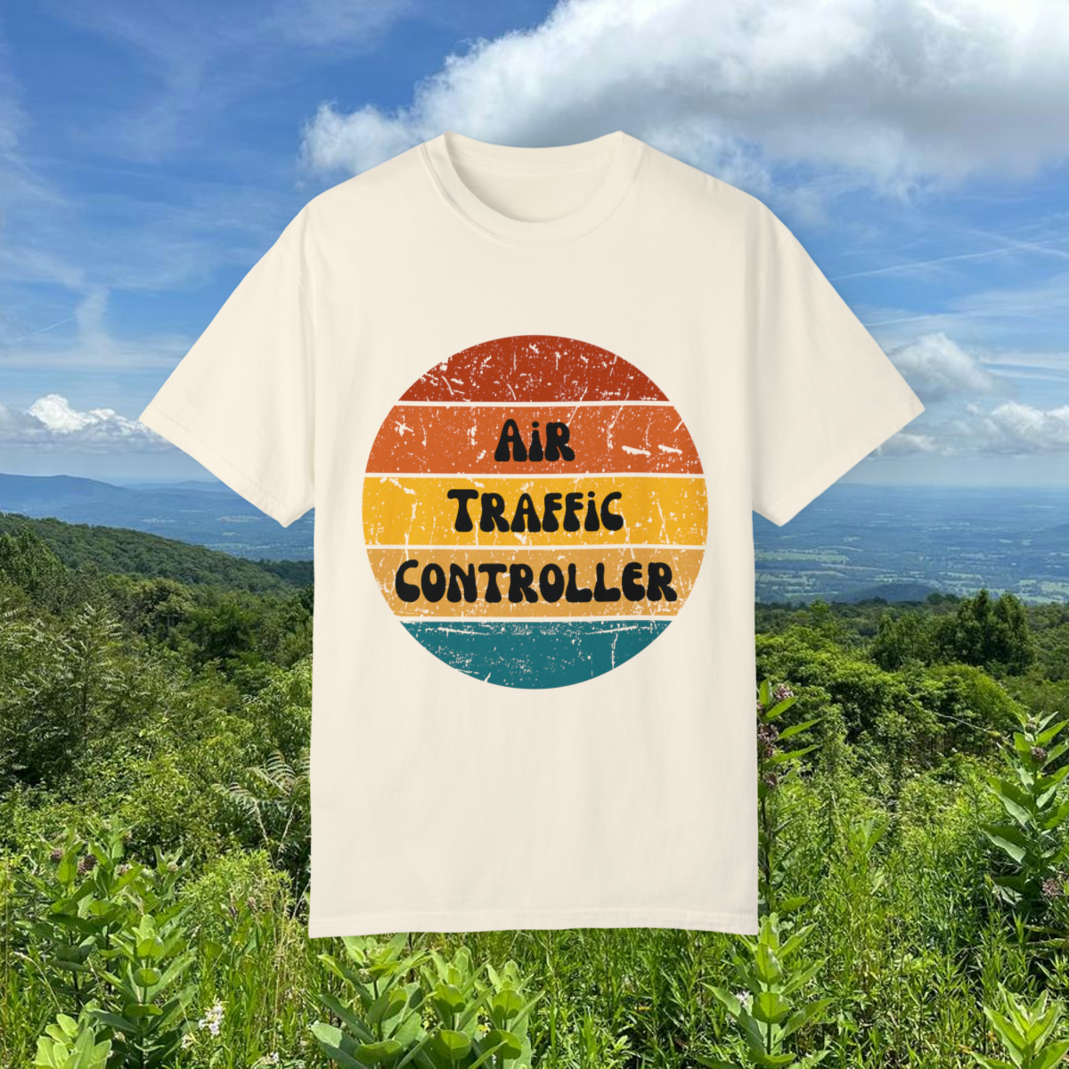 Air Traffic Controller Retro Unisex Garment-Dyed T-shirt - Image 13