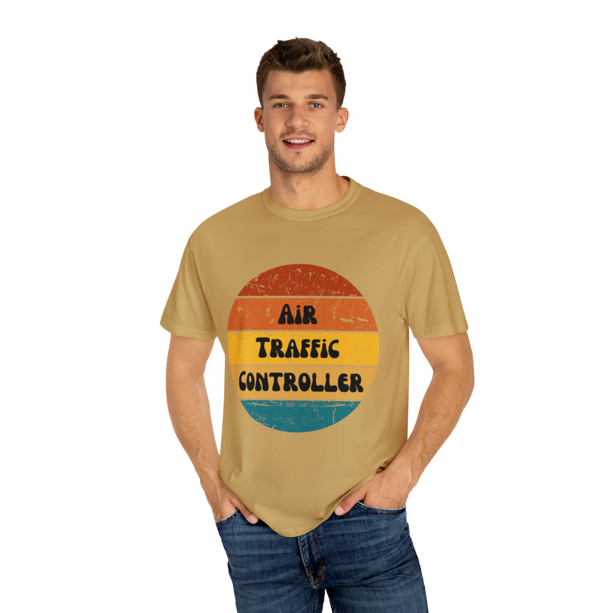 Air Traffic Controller Retro Unisex Garment-Dyed T-shirt - Image 19