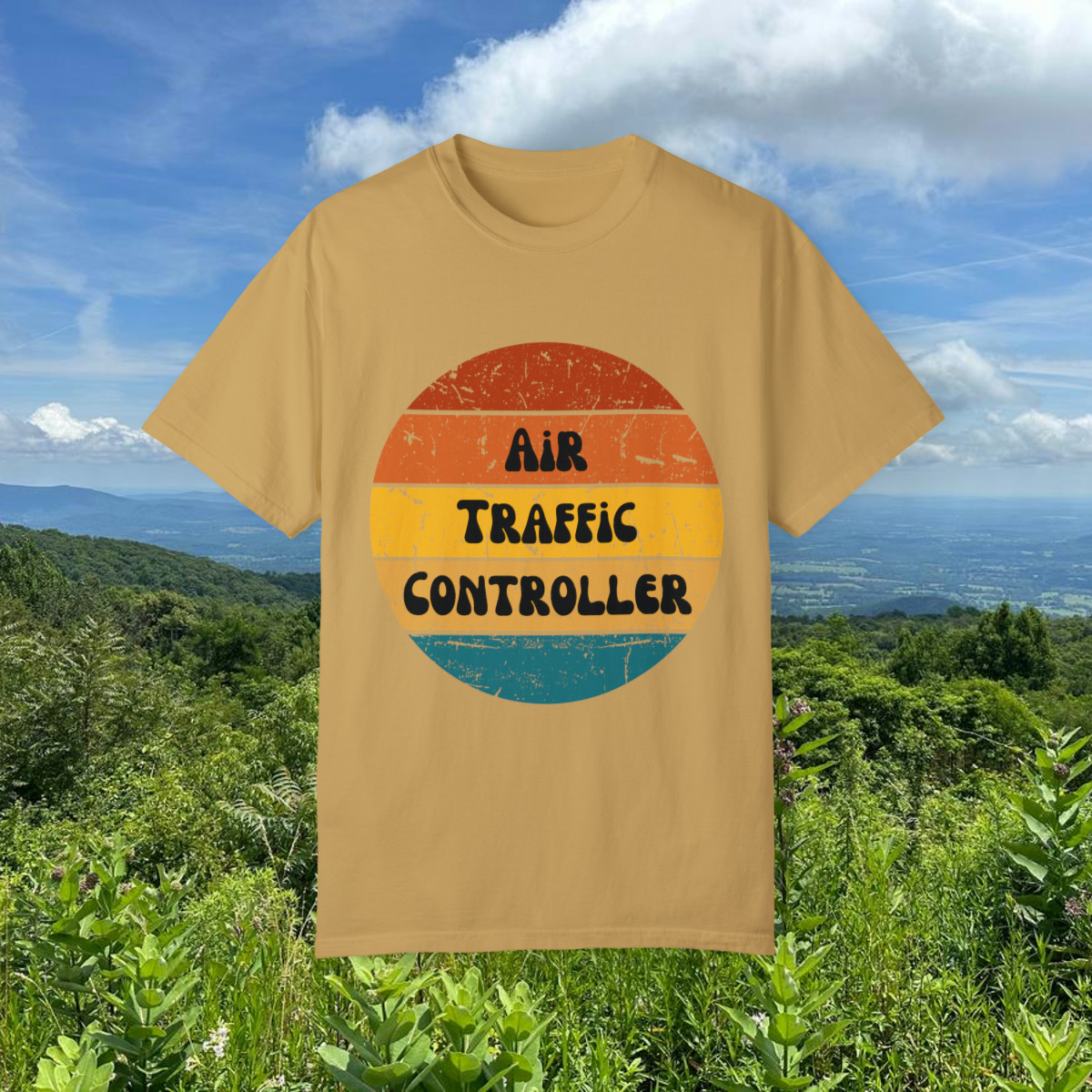 Air Traffic Controller Retro Unisex Garment-Dyed T-shirt - Image 17