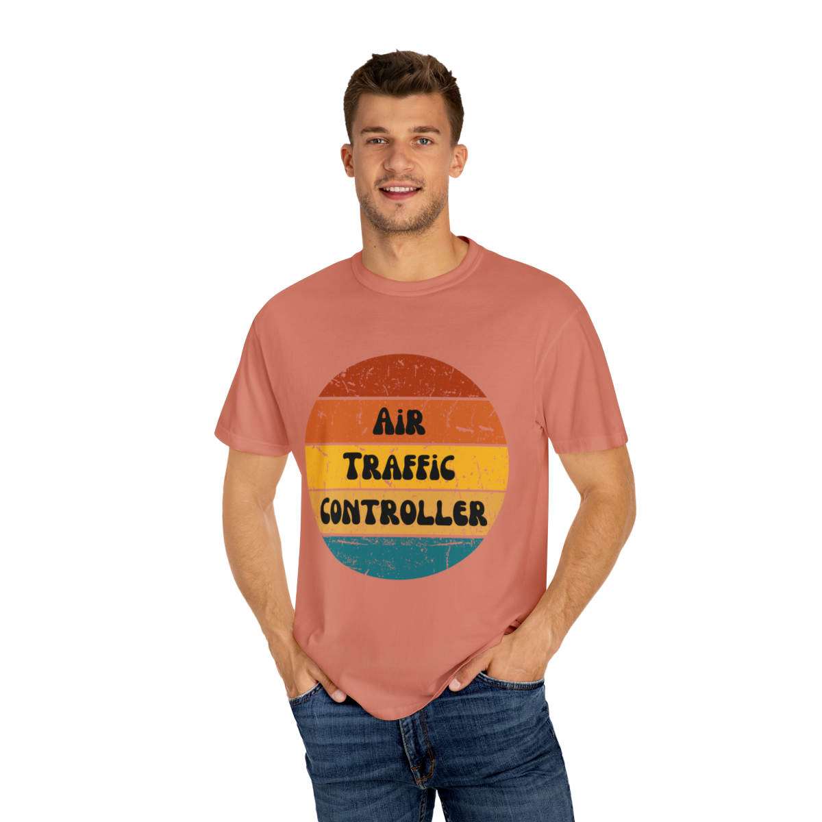 Air Traffic Controller Retro Unisex Garment-Dyed T-shirt - Image 11