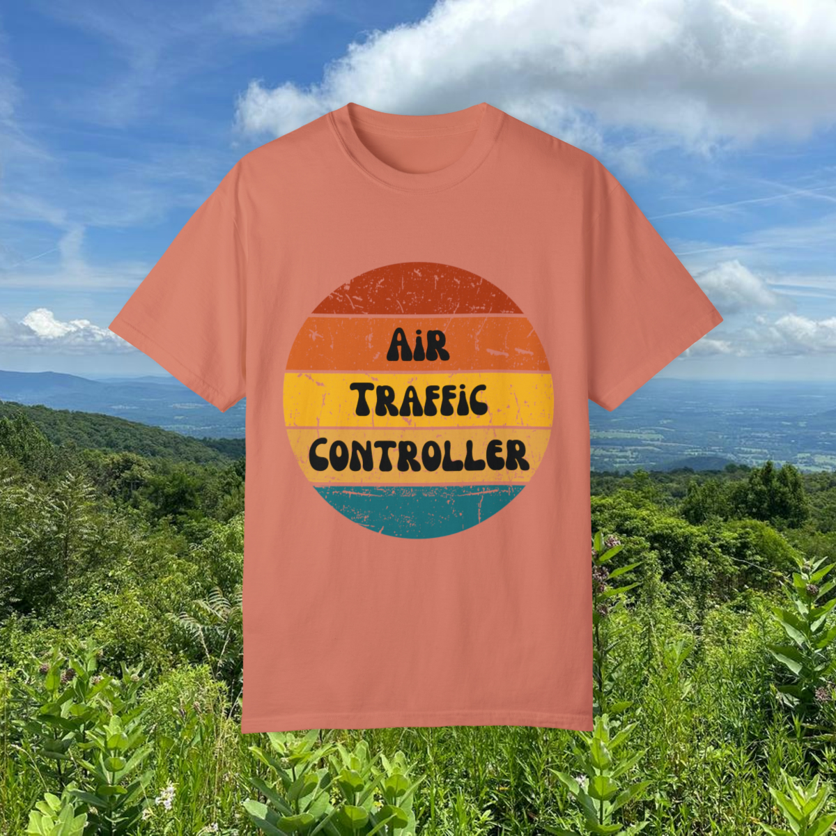 Air Traffic Controller Retro Unisex Garment-Dyed T-shirt - Image 9