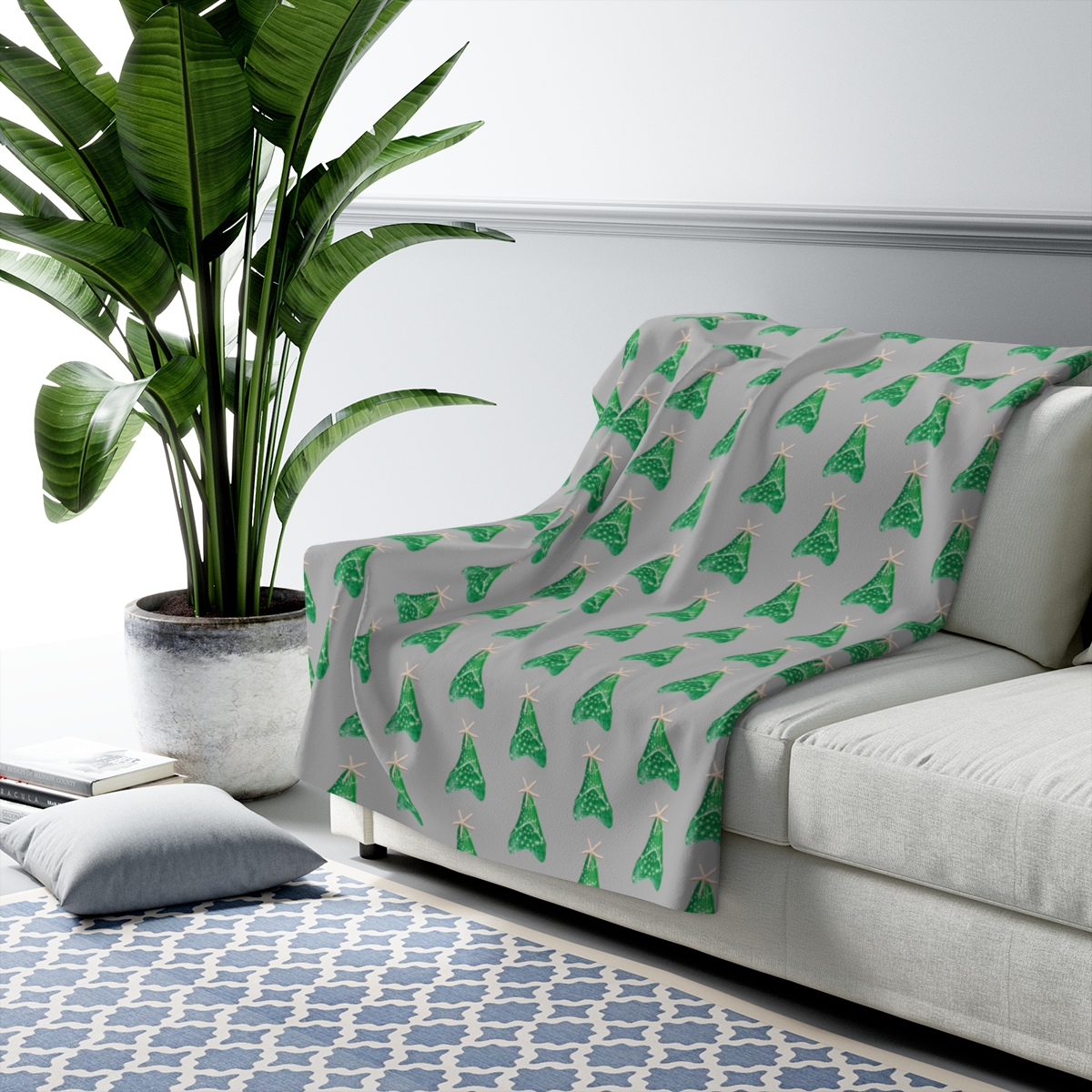 Shark Tooth Christmas Tree Blanket | Megalodon Tooth Starfish Christmas Sherpa Fleece Blanket - Image 7