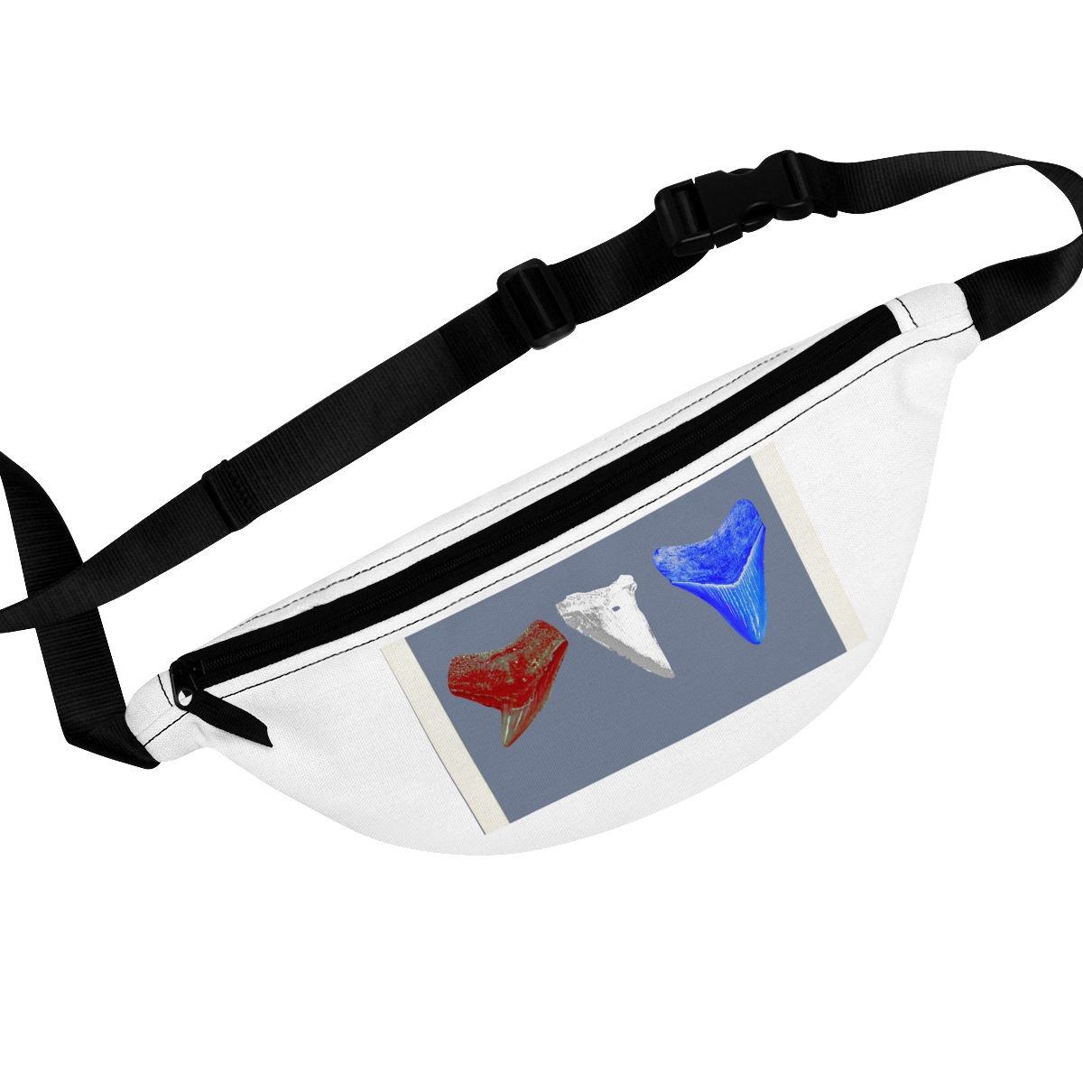 Red White & Blue Shark Tooth Fanny Pack | Sand Tiger | Great White | Megalodon Shark Tooth Bag - Image 2
