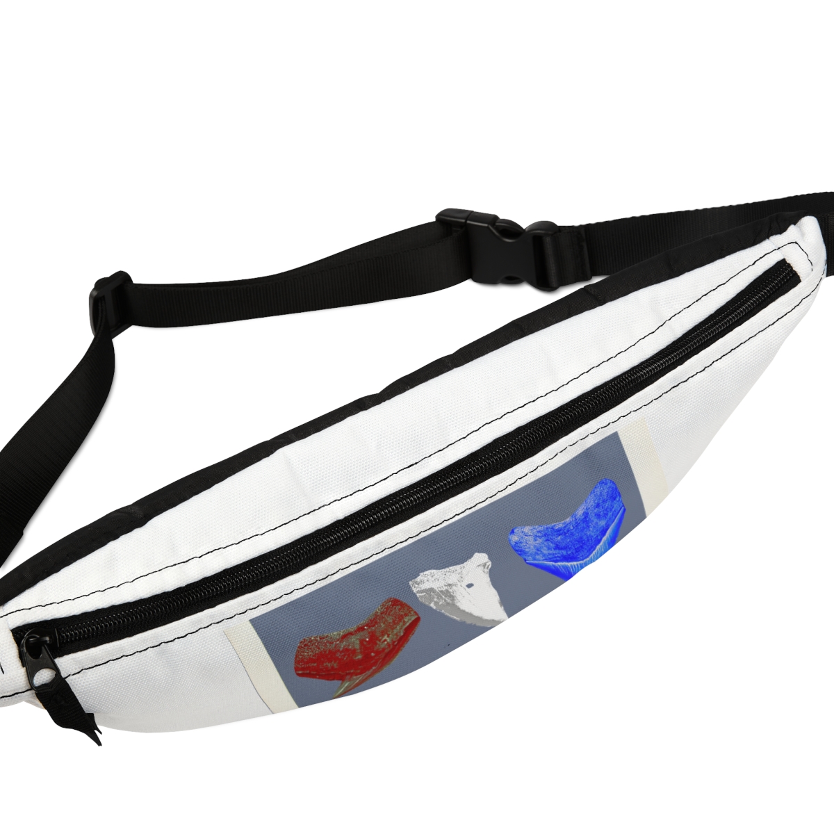 Red White & Blue Shark Tooth Fanny Pack | Sand Tiger | Great White | Megalodon Shark Tooth Bag - Image 3