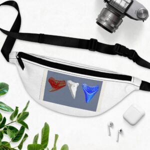 Red White & Blue Shark Tooth Fanny Pack | Sand Tiger | Great White | Megalodon Shark Tooth Bag