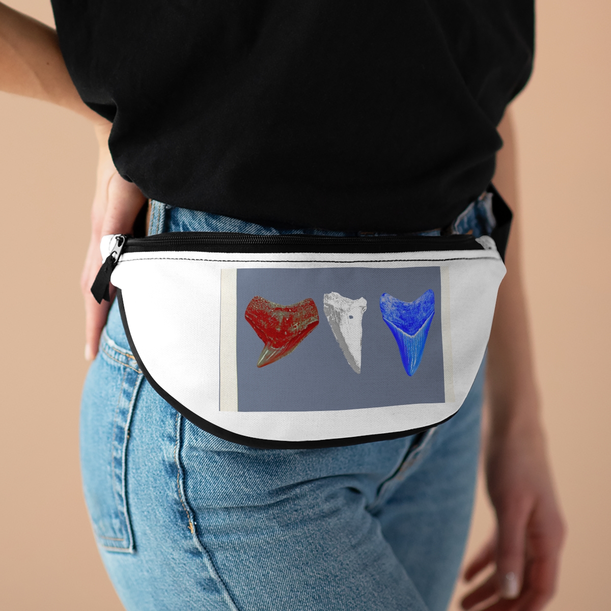 Red White & Blue Shark Tooth Fanny Pack | Sand Tiger | Great White | Megalodon Shark Tooth Bag - Image 5